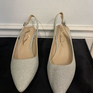 Elegant Silver Glitter Slingback Heels